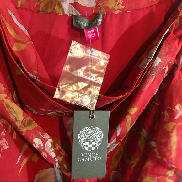 Vince Camuto Floral Wrap Midi/Maxi Skirt in Red; size 14W. - Picture 6 of 6